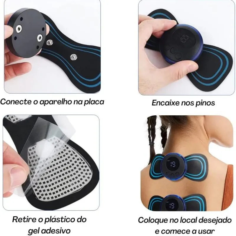 Mini Massageador Portátil EMS para Alívio de Dores