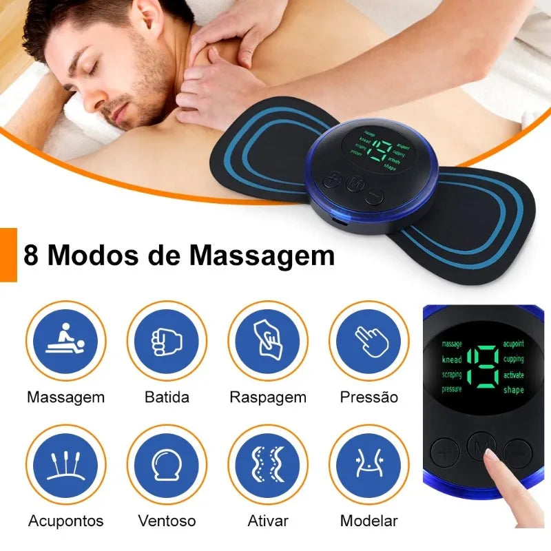 Mini Massageador Portátil EMS para Alívio de Dores