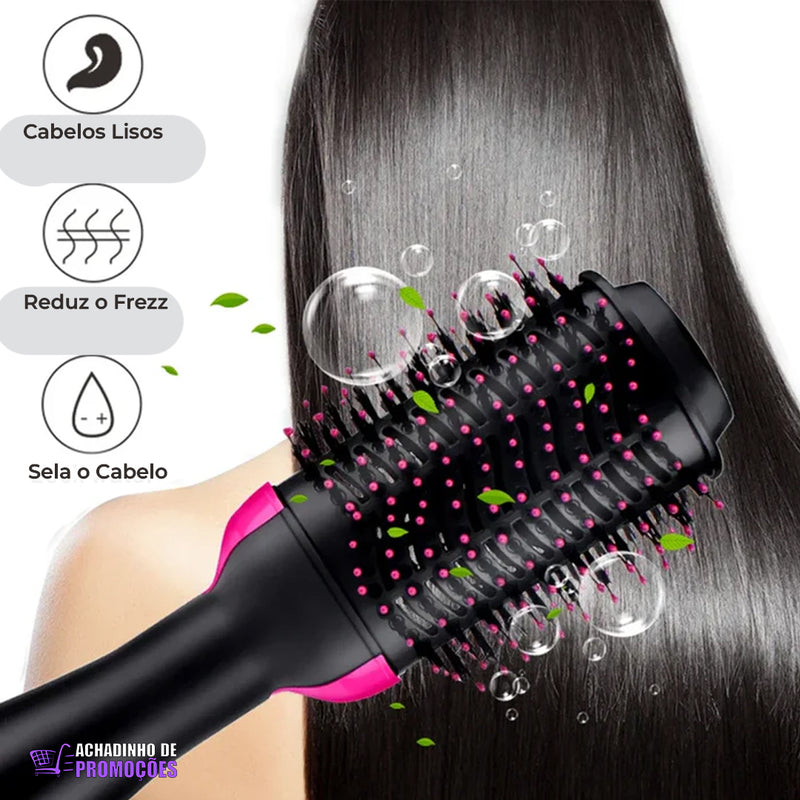 MegaHair - Escova Secadora e Alisadora de Cabelo - 3 em 1 Alisa, Seca e Modela